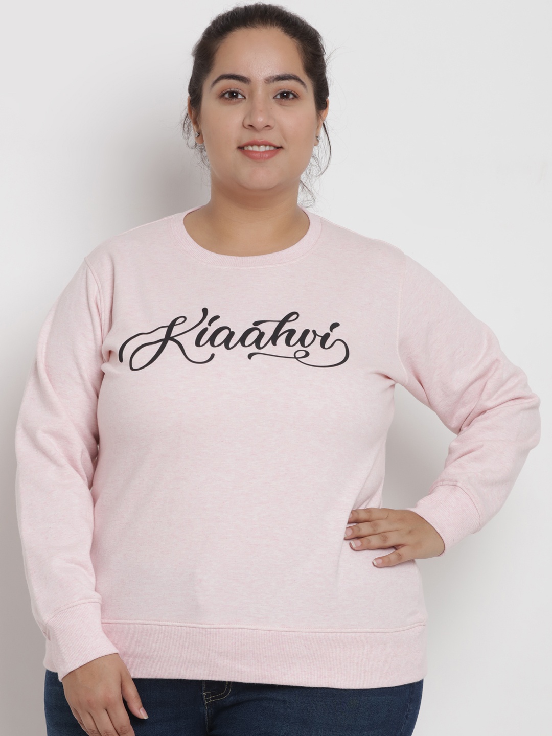 

Kiaahvi by JOHN PRIDE Women Pink & Black Solid Sweatshirt