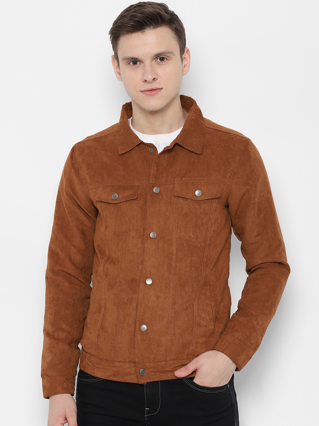 

People Men Brown Solid Bomber Jacket
