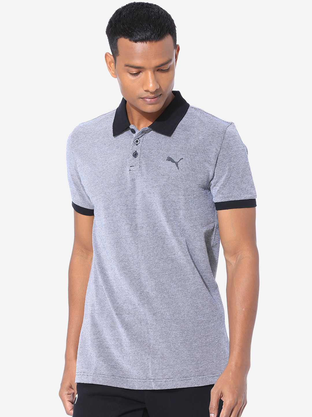 

Puma Men Grey Printed VK Jacquard Polo Collar Sports T-shirt
