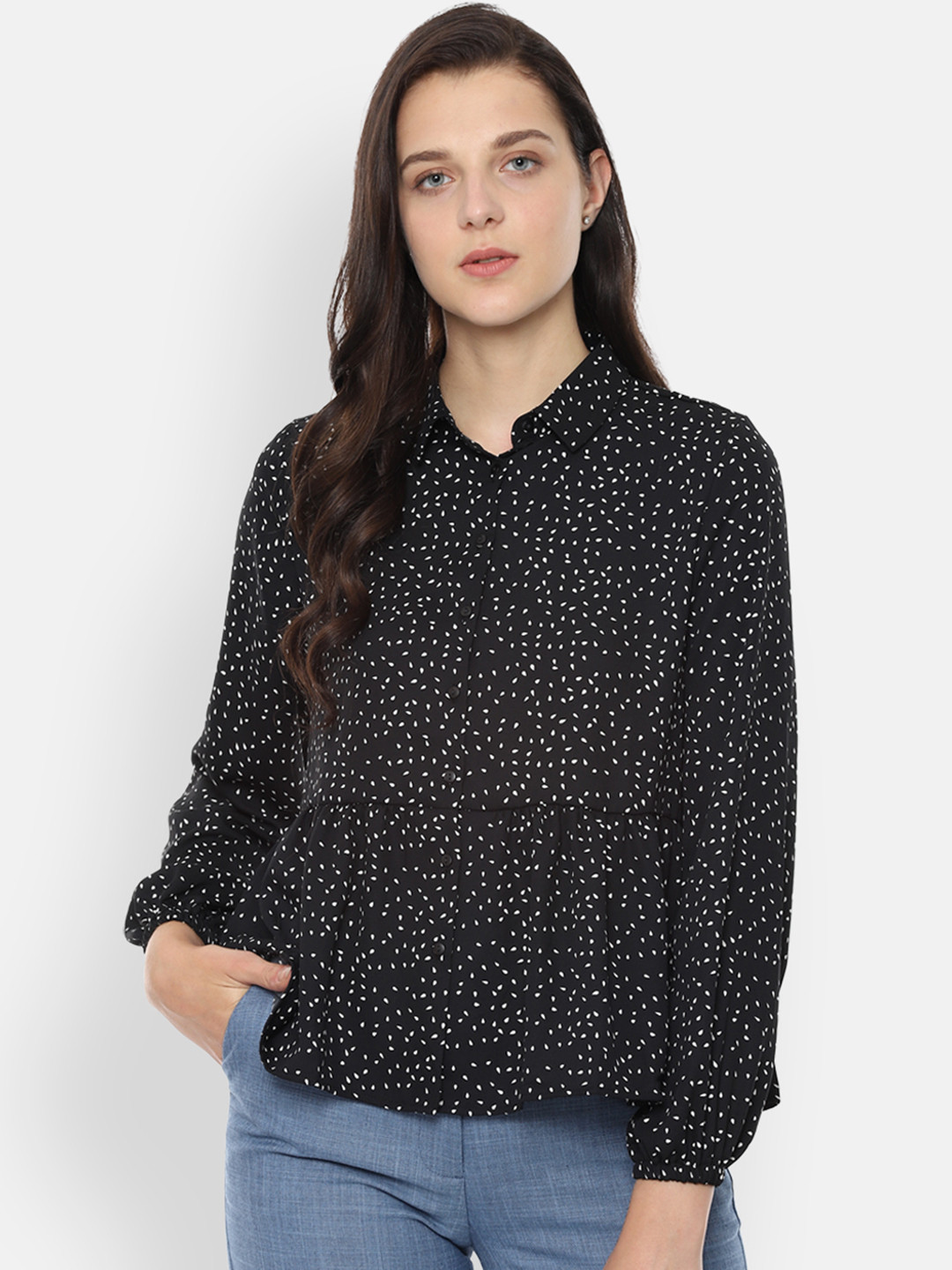 

Van Heusen Woman Women Black Printed Shirt Style Top