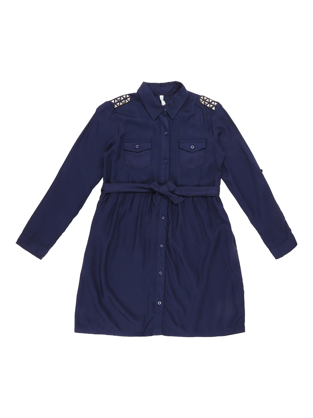 

Pantaloons Junior Girls Navy Blue Solid Shirt Dress