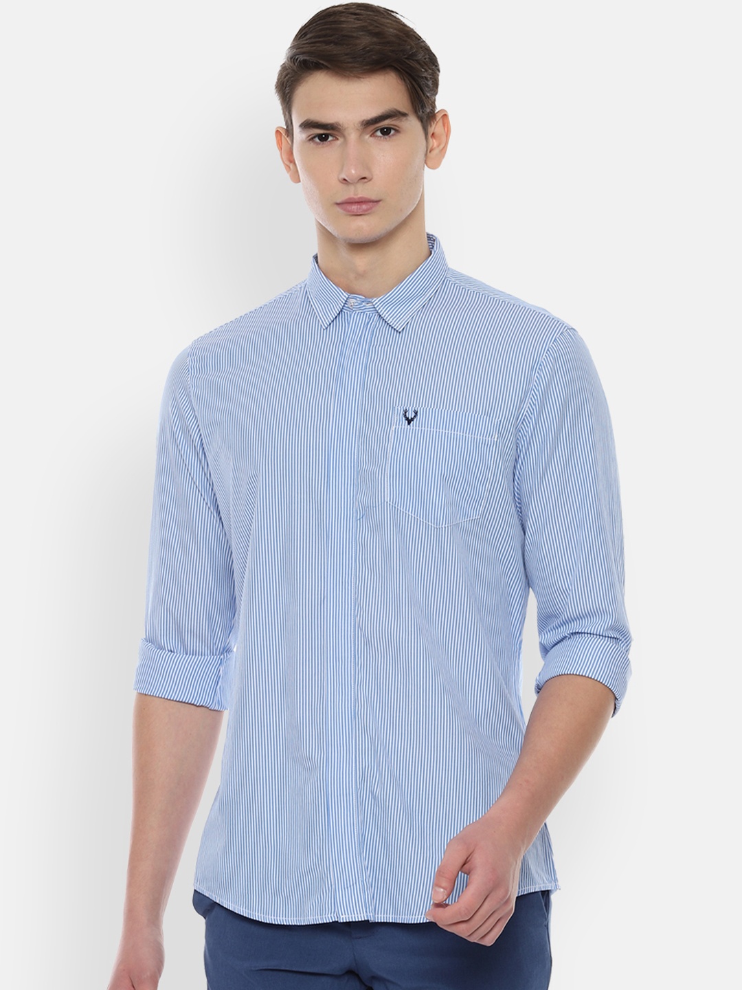 Allen Solly Sport Men Blue White Regular Fit Striped Casual Shirt