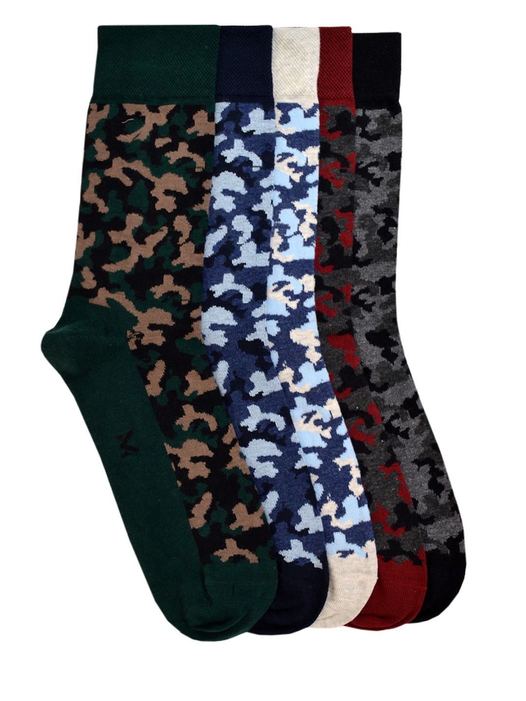 

VINENZIA Men Pack of 5 Multicoloured Patterned Calf-Length Socks, Multi