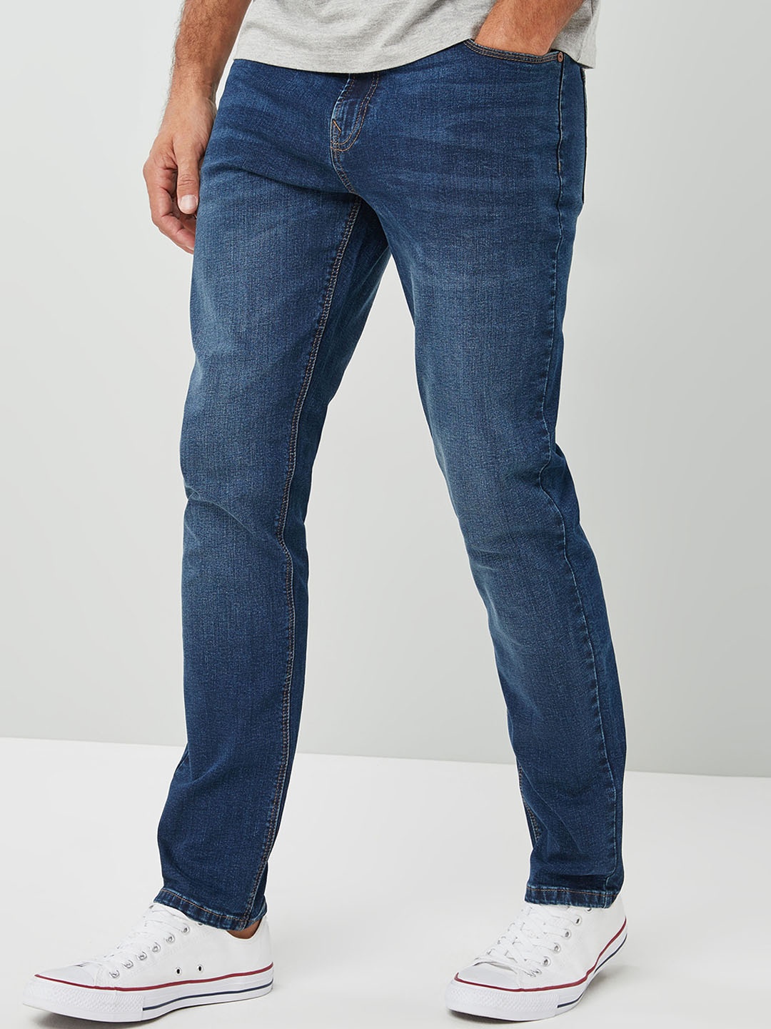 

NEXT Men Blue Slim Fit Mid-Rise Clean Look Stretchable Jeans