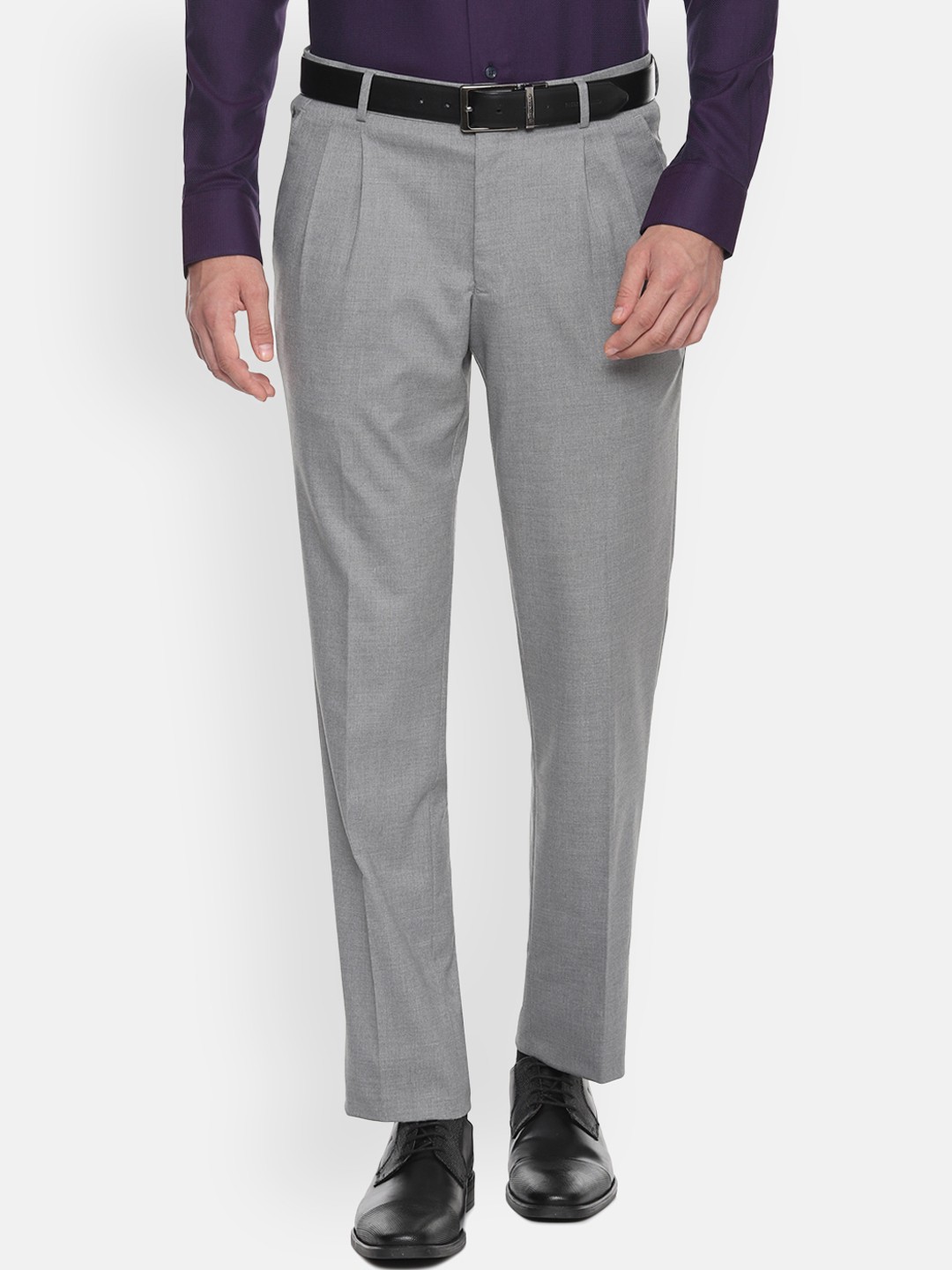 

Louis Philippe Men Grey Regular Fit Solid Formal Trousers