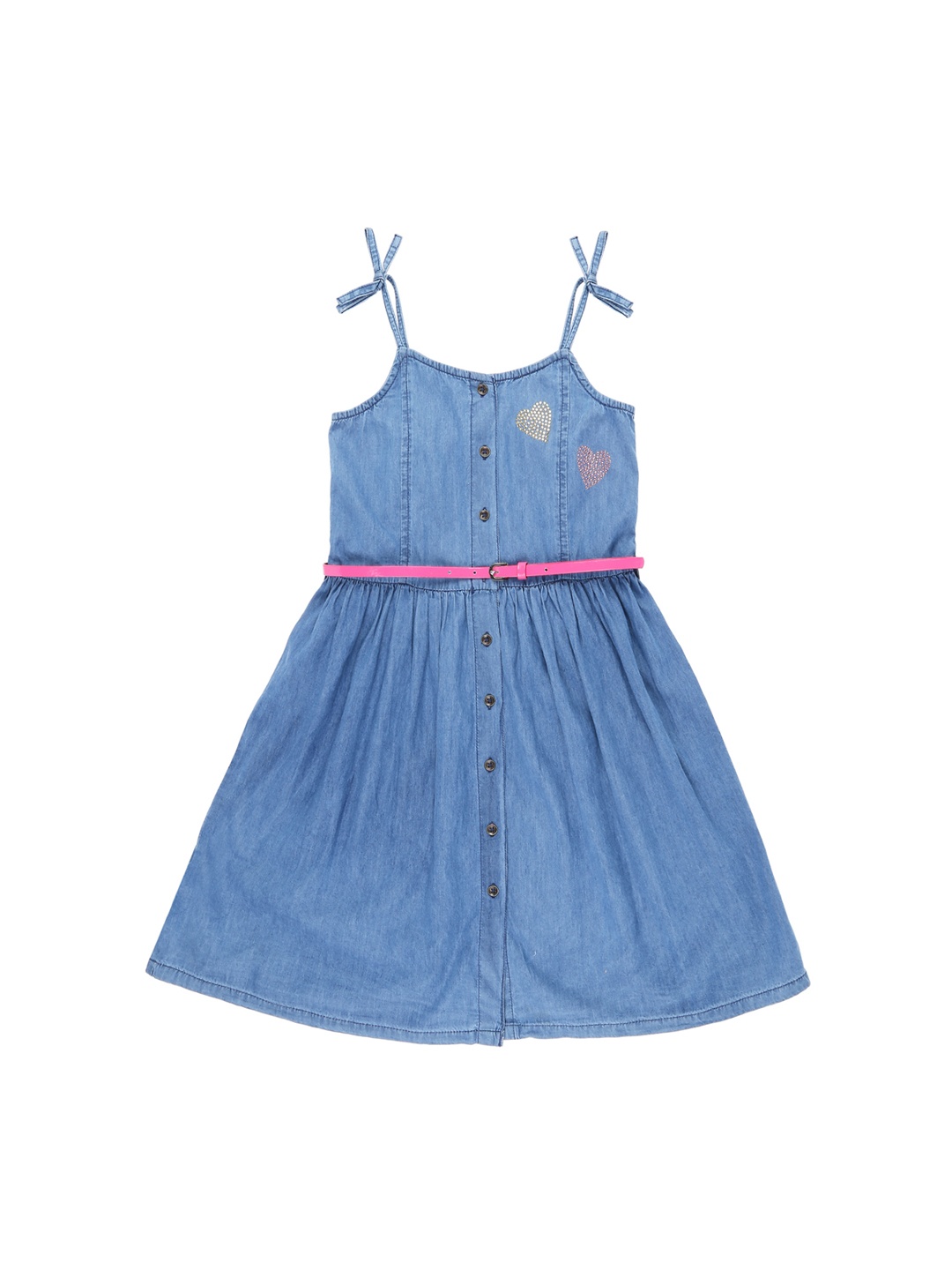 

Pantaloons Junior Girls Blue Solid Fit and Flare Dress