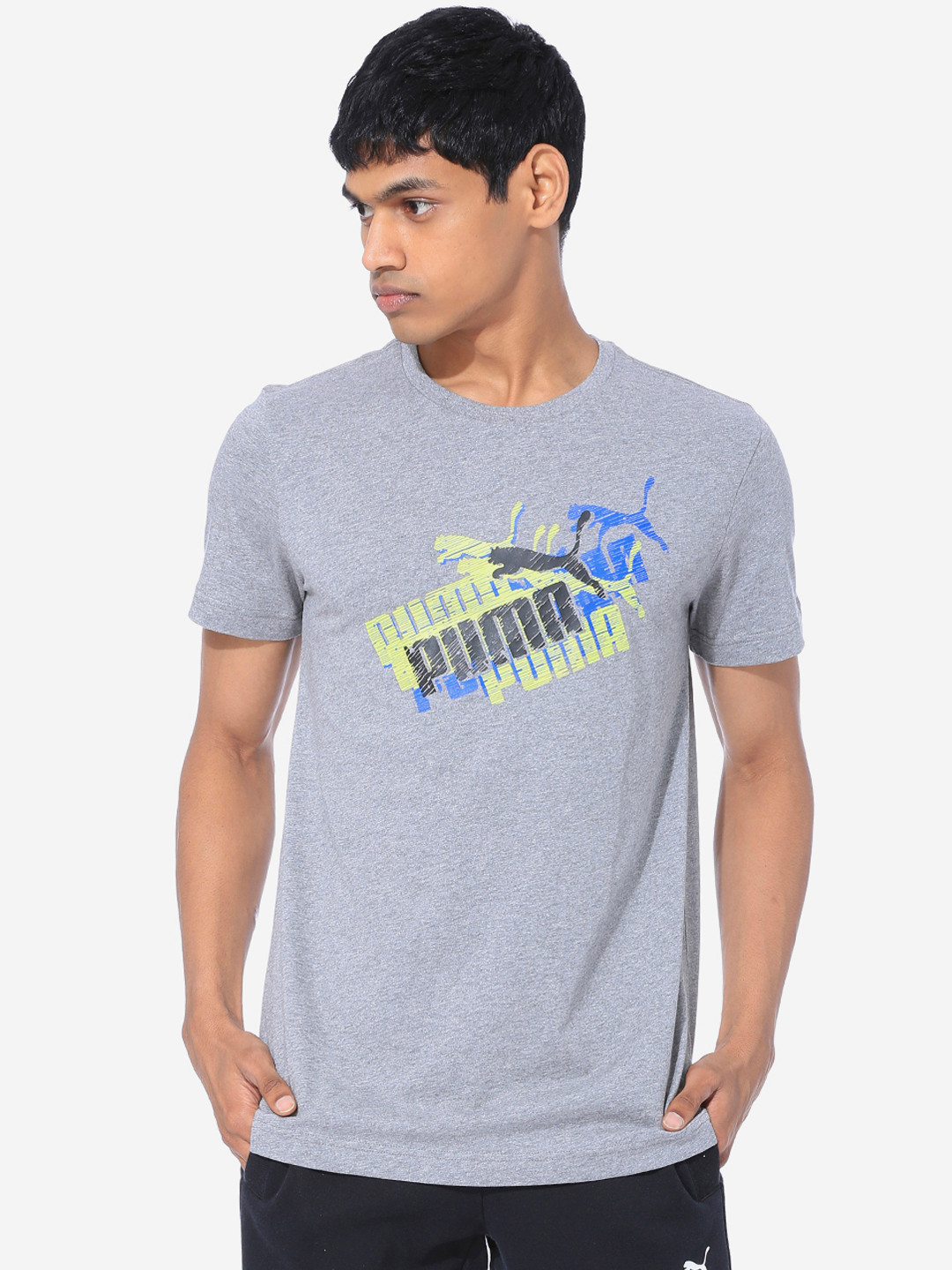 

Puma Men Grey Printed Round Neck T-shirt
