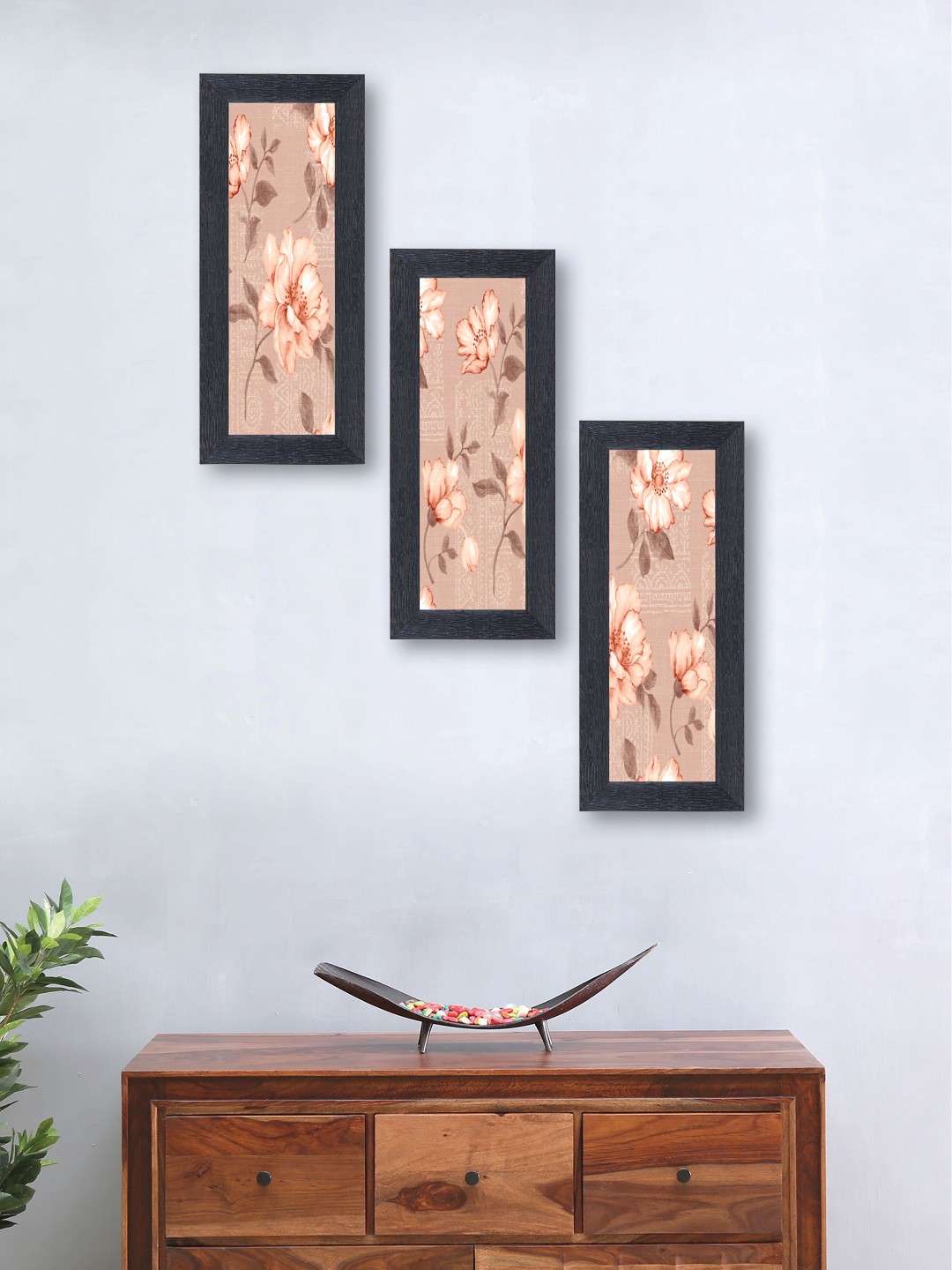

nest ART Set of 3 Pink Synthetic Wood Abstract Wall Art