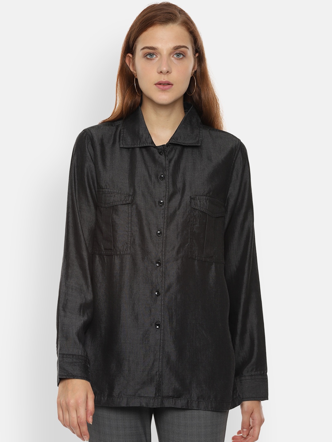 

Van Heusen Woman Women Black Solid Jacket