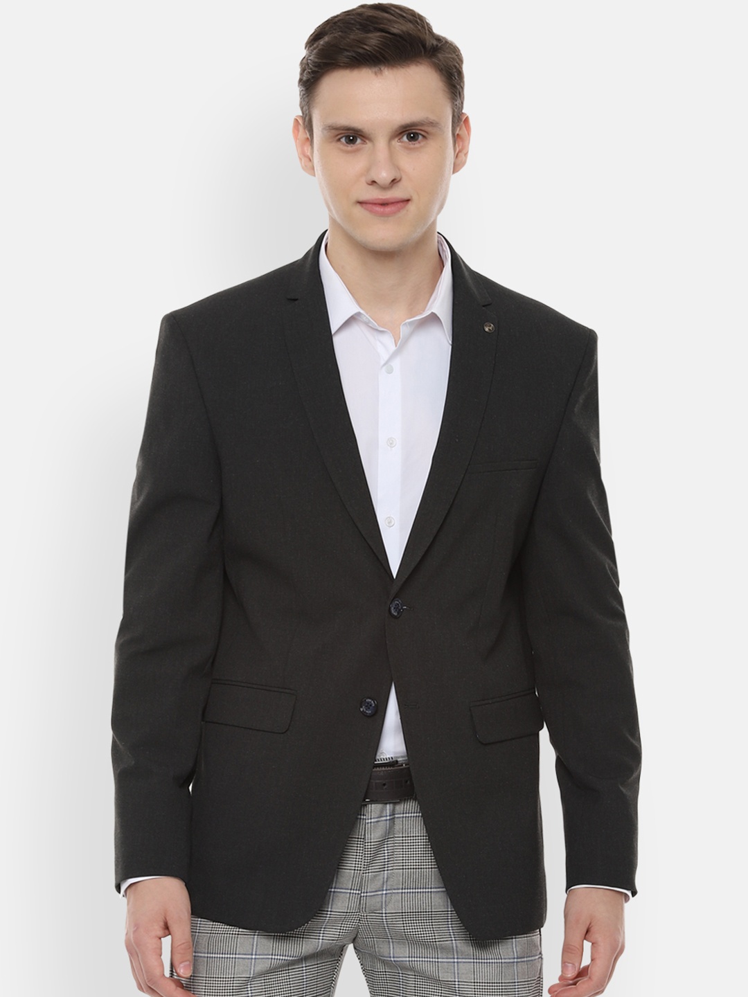 Allen Solly Men Black Solid Slim Fit Single-Breasted Blazer