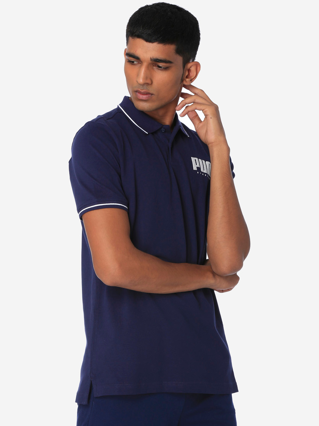 

Puma Men Blue Printed Polo Collar T-shirt