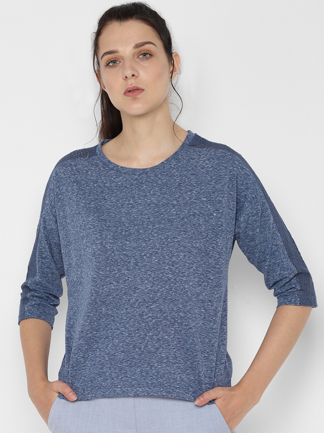 

People Women Blue Solid Top