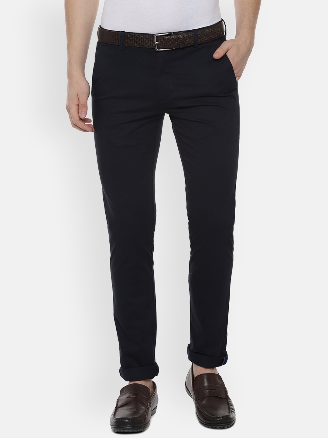 

Louis Philippe Sport Men Navy Blue Slim Fit Solid Formal Trousers