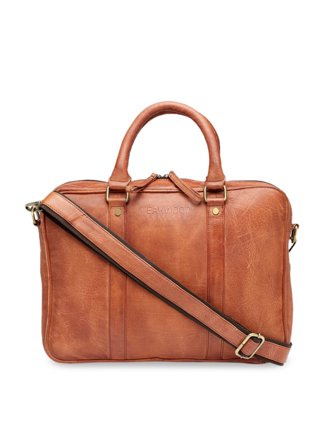

Teakwood Leathers Unisex Tan Solid Leather Laptop Bag