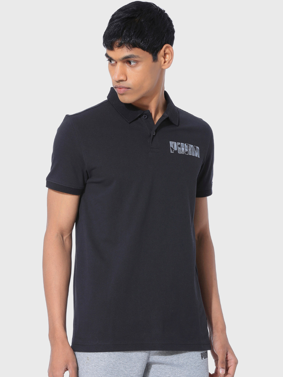 

Puma Men Grey Polo II Printed Polo Collar T-shirt