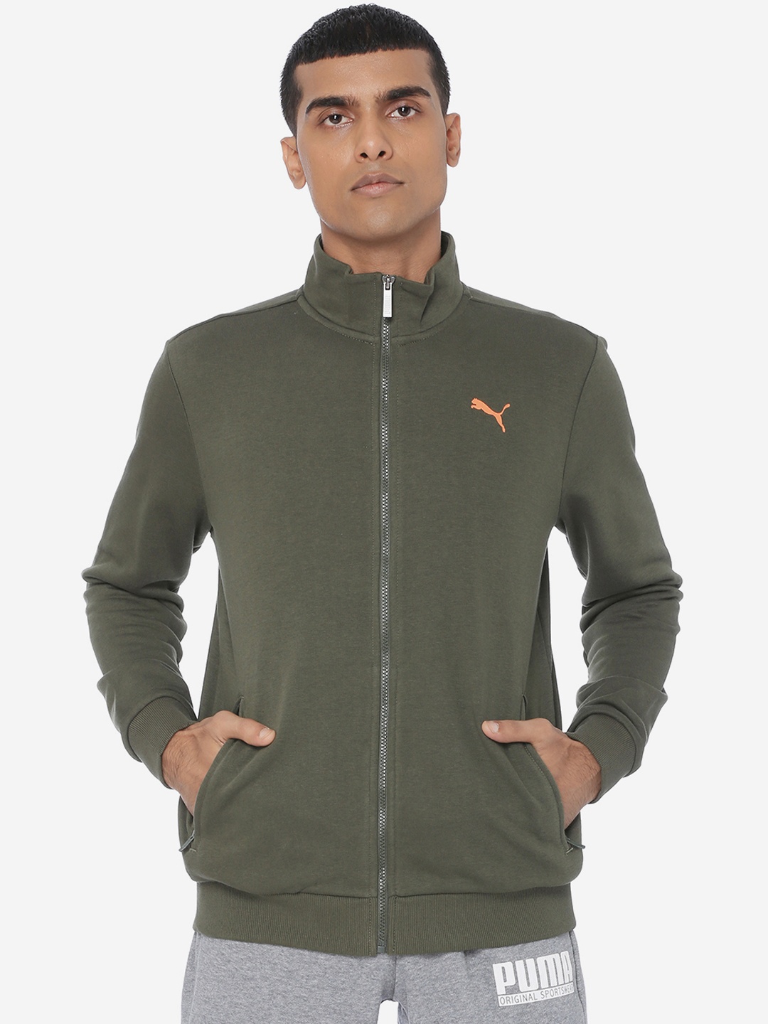 

Puma Men Olive Green Solid Track Sweatshirt