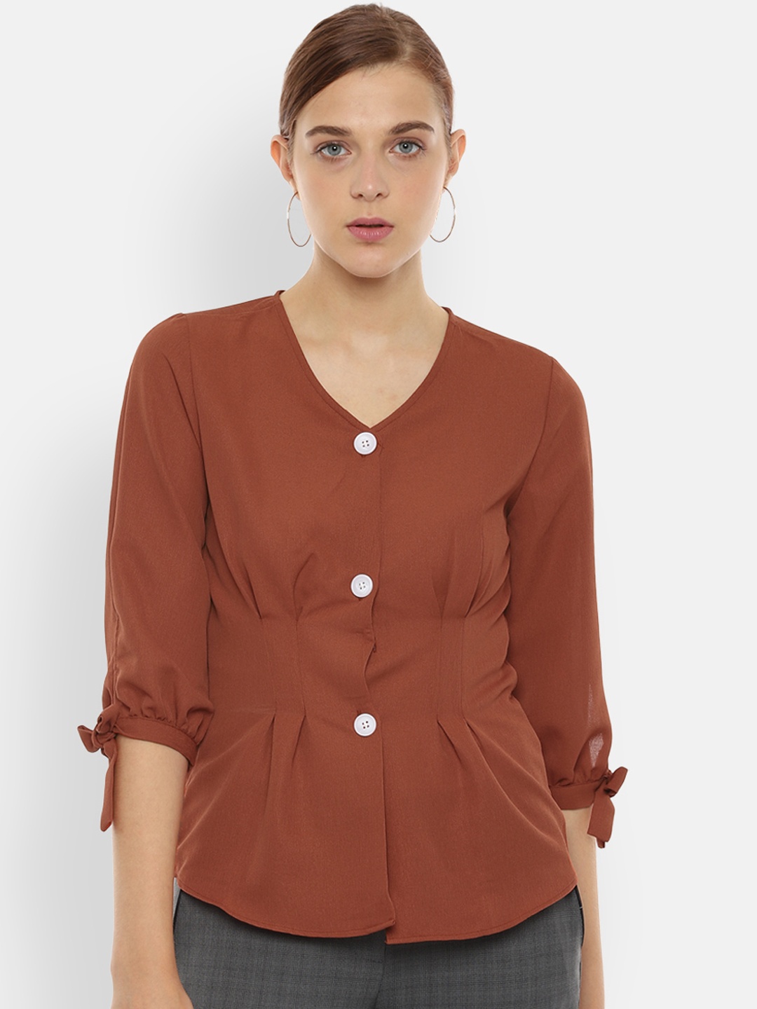 

Van Heusen Women Brown Solid Top