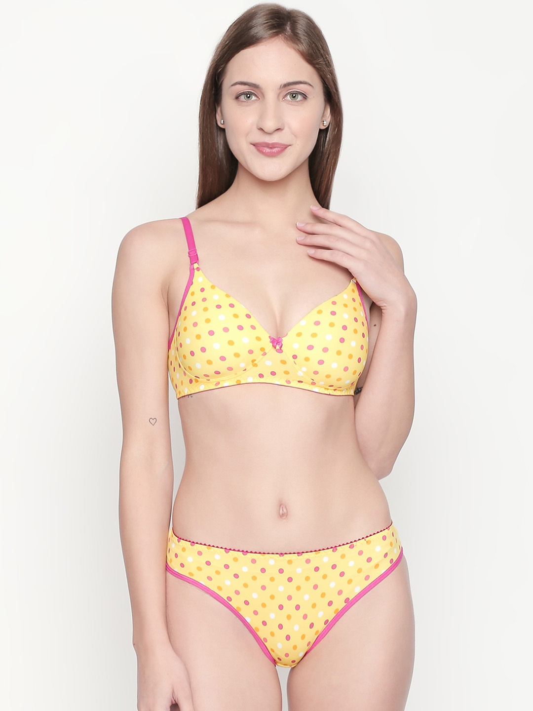 

Lady Love Women Yellow Polka Dot Lingerie Set LLSET1017
