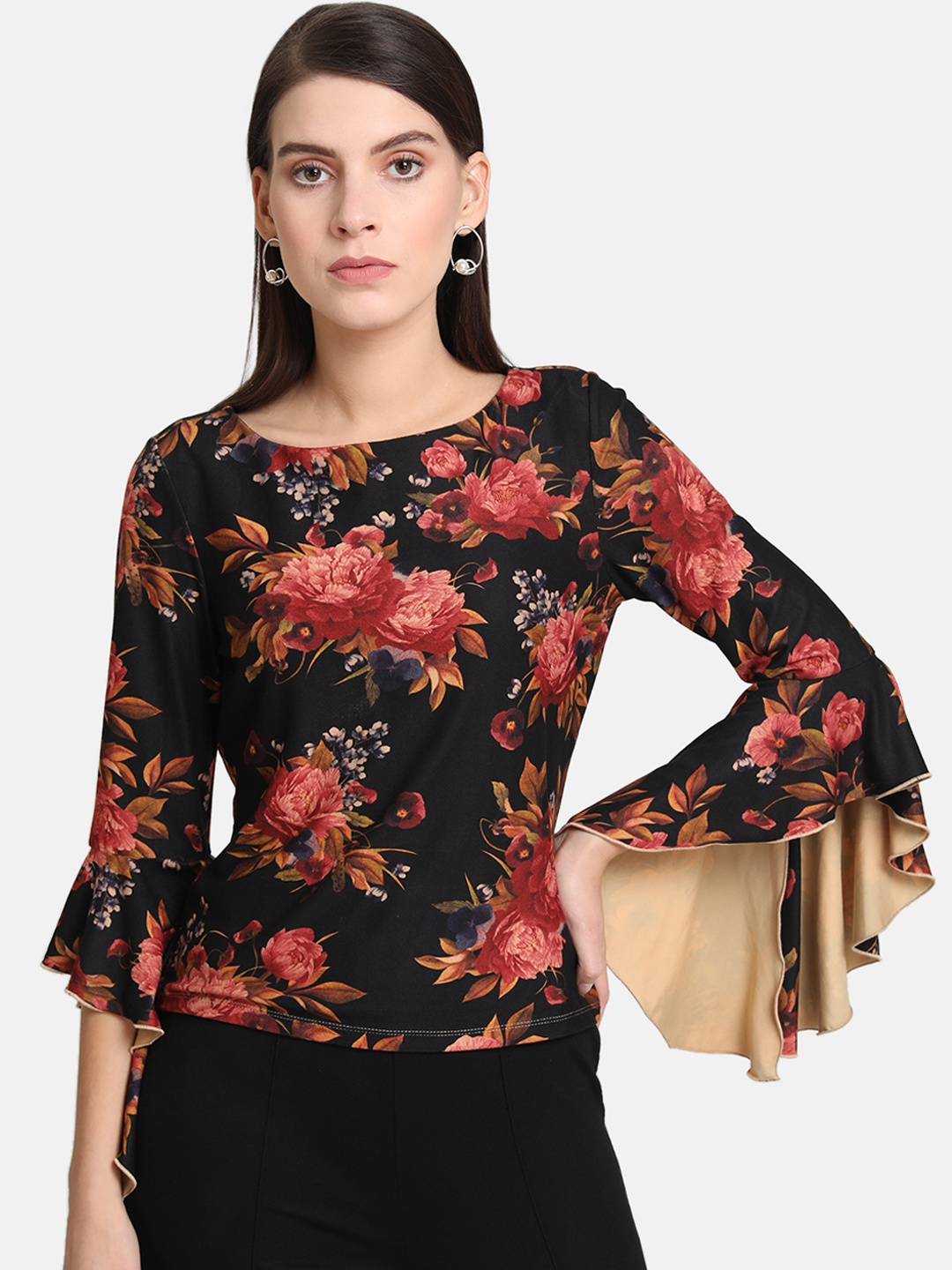 

Kazo Women Black Floral Printed Top