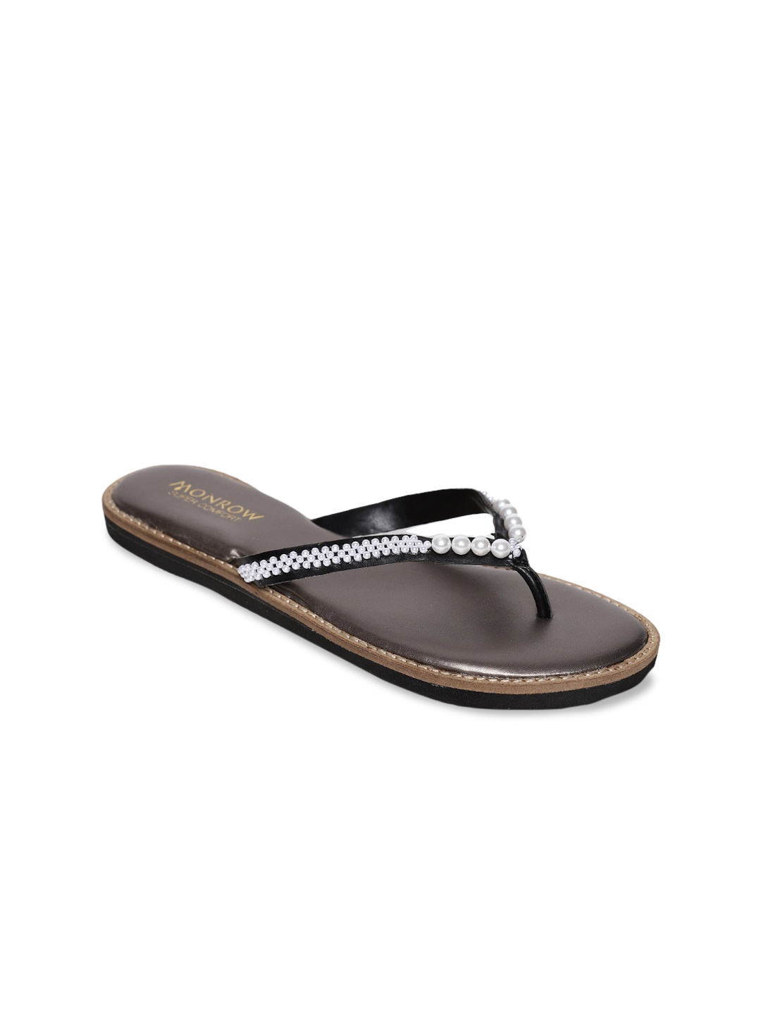 

Monrow Women Black Embellished Open Toe Flats