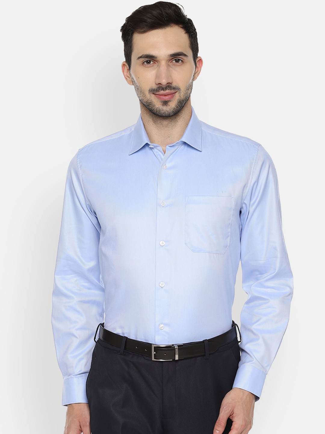 

Louis Philippe Men Blue Slim Fit Solid Formal Shirt