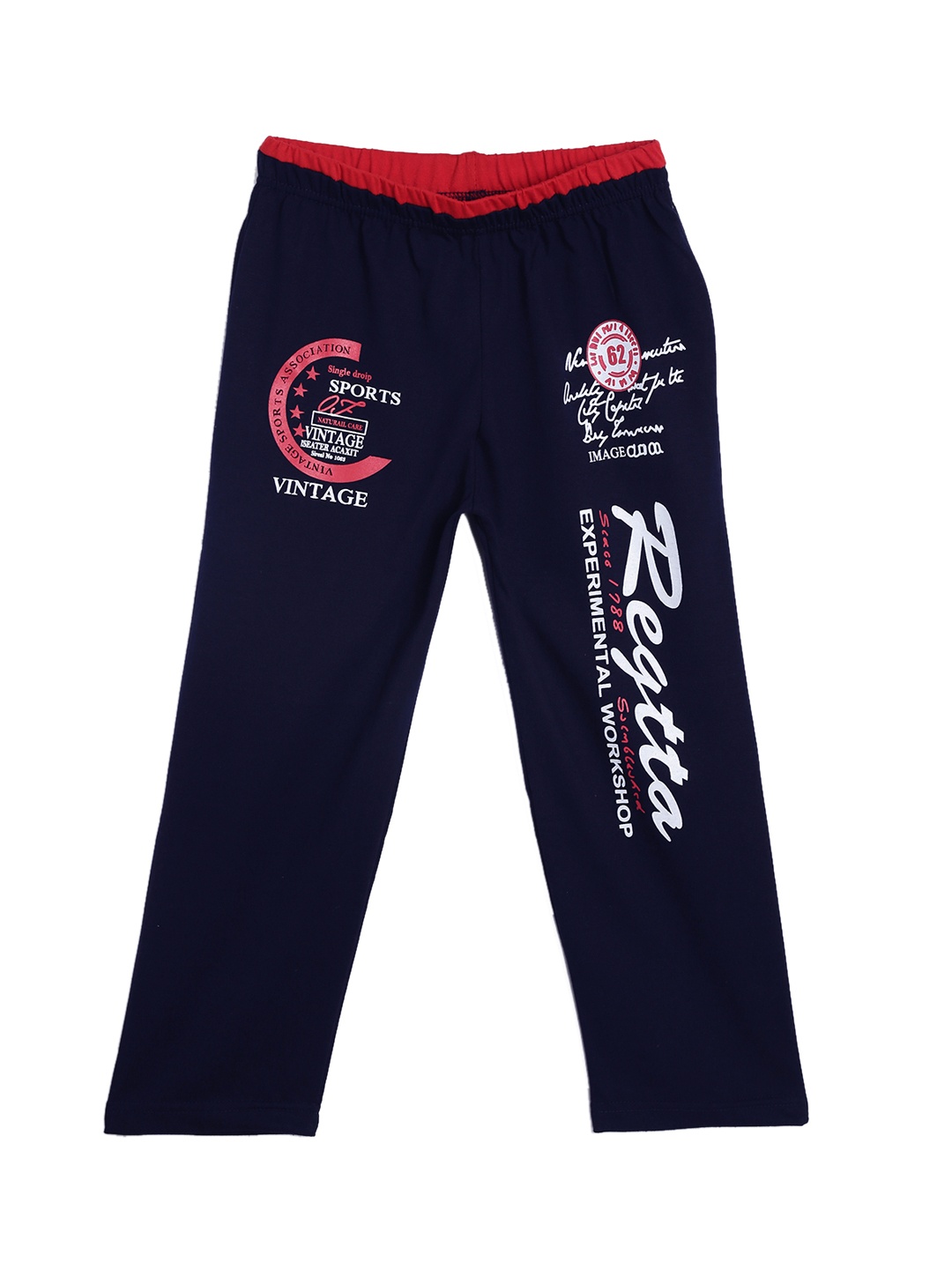 SWEET ANGEL Boys Navy Blue Straight Fit Printed Track Pants