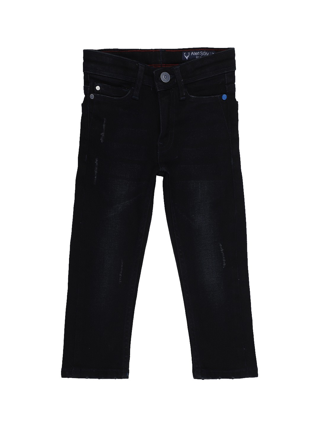

Allen Solly Junior Boys Navy Blue Regular Fit Mid-Rise Low Distress Stretchable Jeans