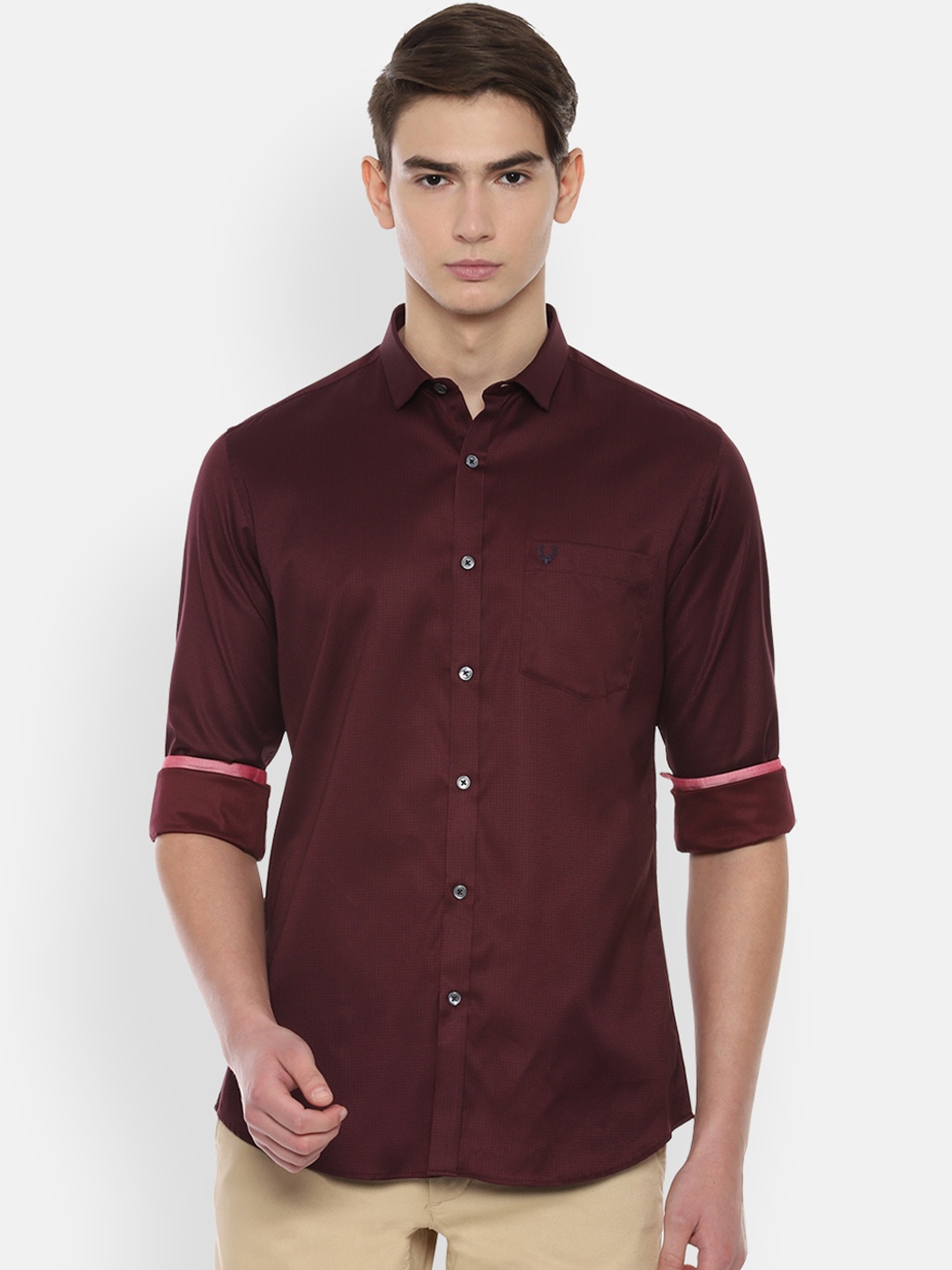 

Allen Solly Men Maroon Slim Fit Solid Casual Shirt