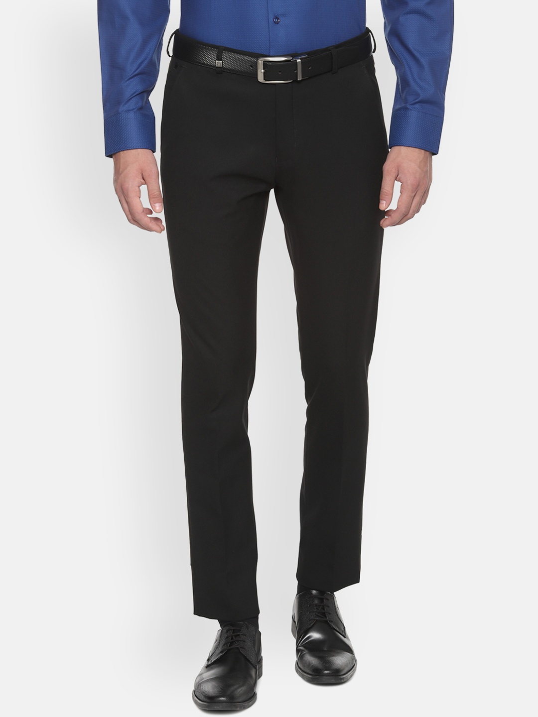 

Louis Philippe Men Black Slim Fit Solid Formal Trousers