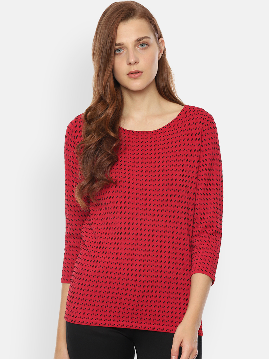 

Allen Solly Woman Red & Black Printed Top