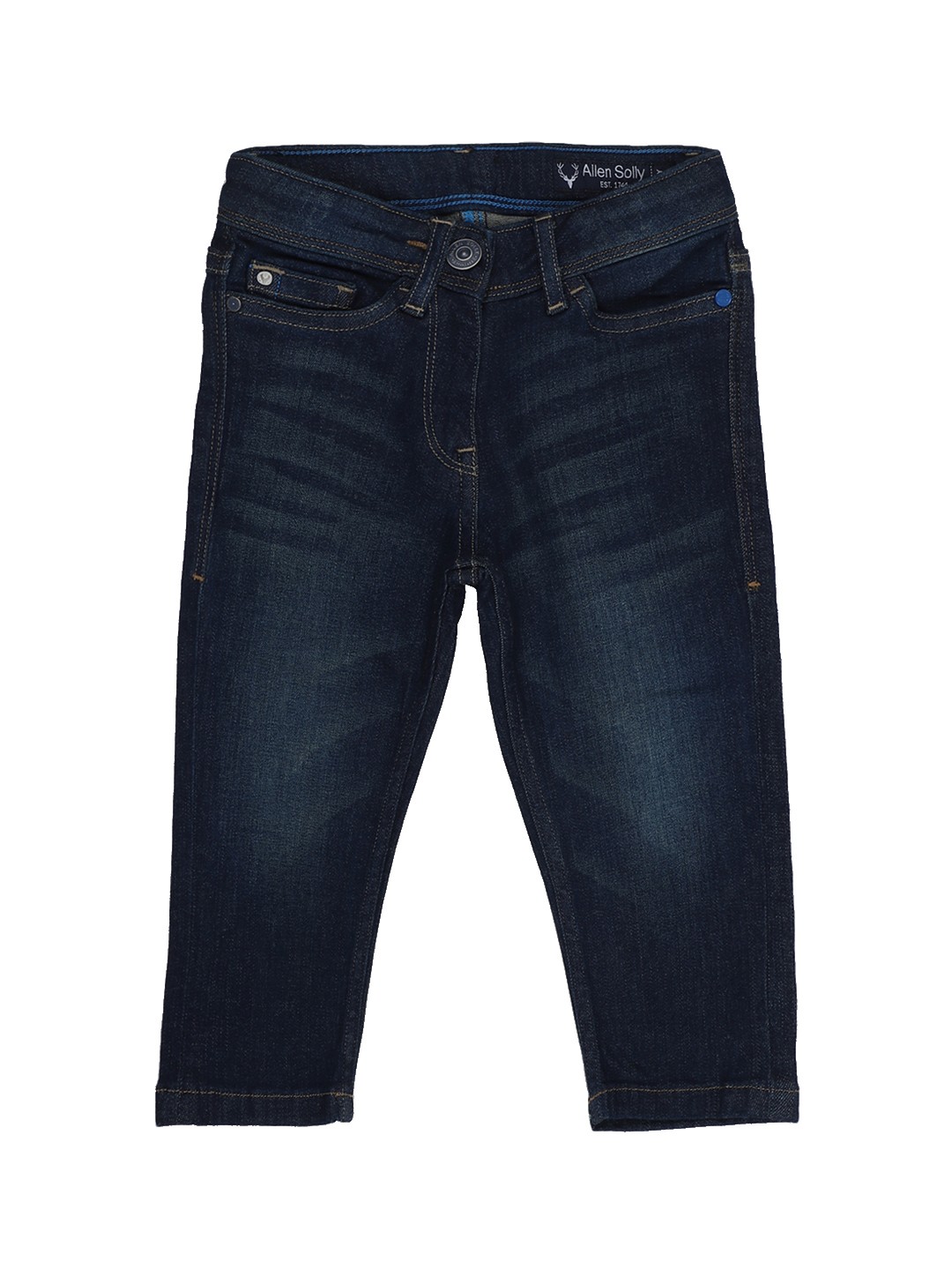 

Allen Solly Junior Girls Navy Blue Regular Fit Mid-Rise Clean Look Stretchable Jeans