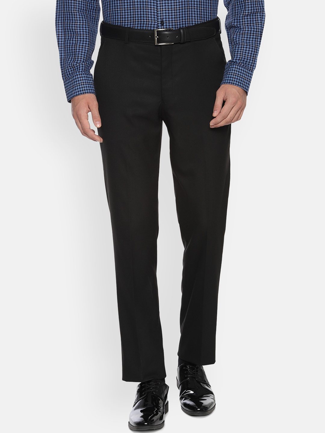 

Louis Philippe Men Black Slim Fit Solid Formal Trousers