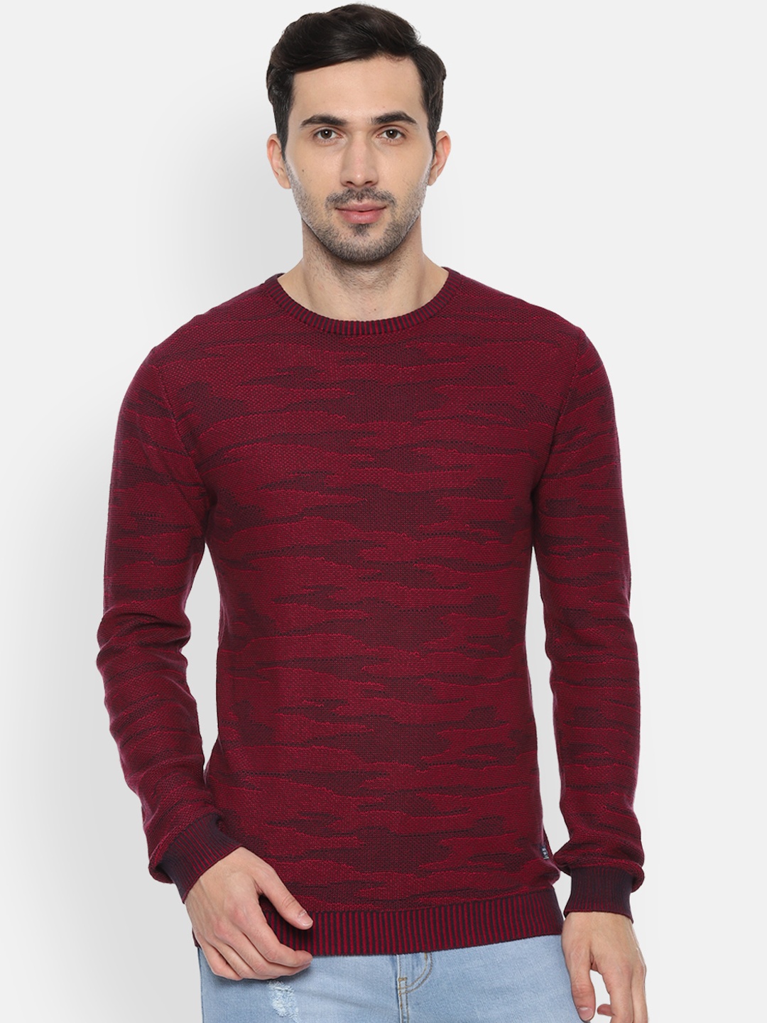 

Allen Solly Sport Men Red Self Design Pullover Sweater
