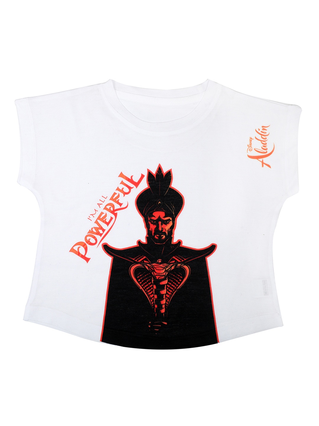 

Disney by Wear Your Mind Girls White & Black Printed Round Neck T-shirt