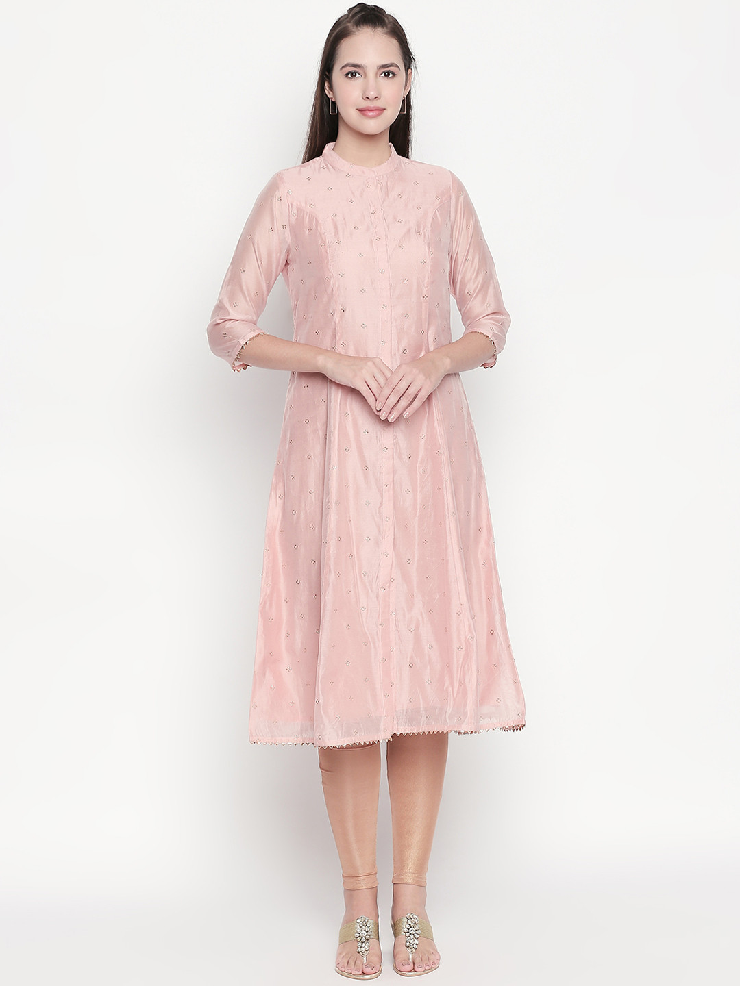 

RANGMANCH BY PANTALOONS Women Pink Embellished A-Line Kurta