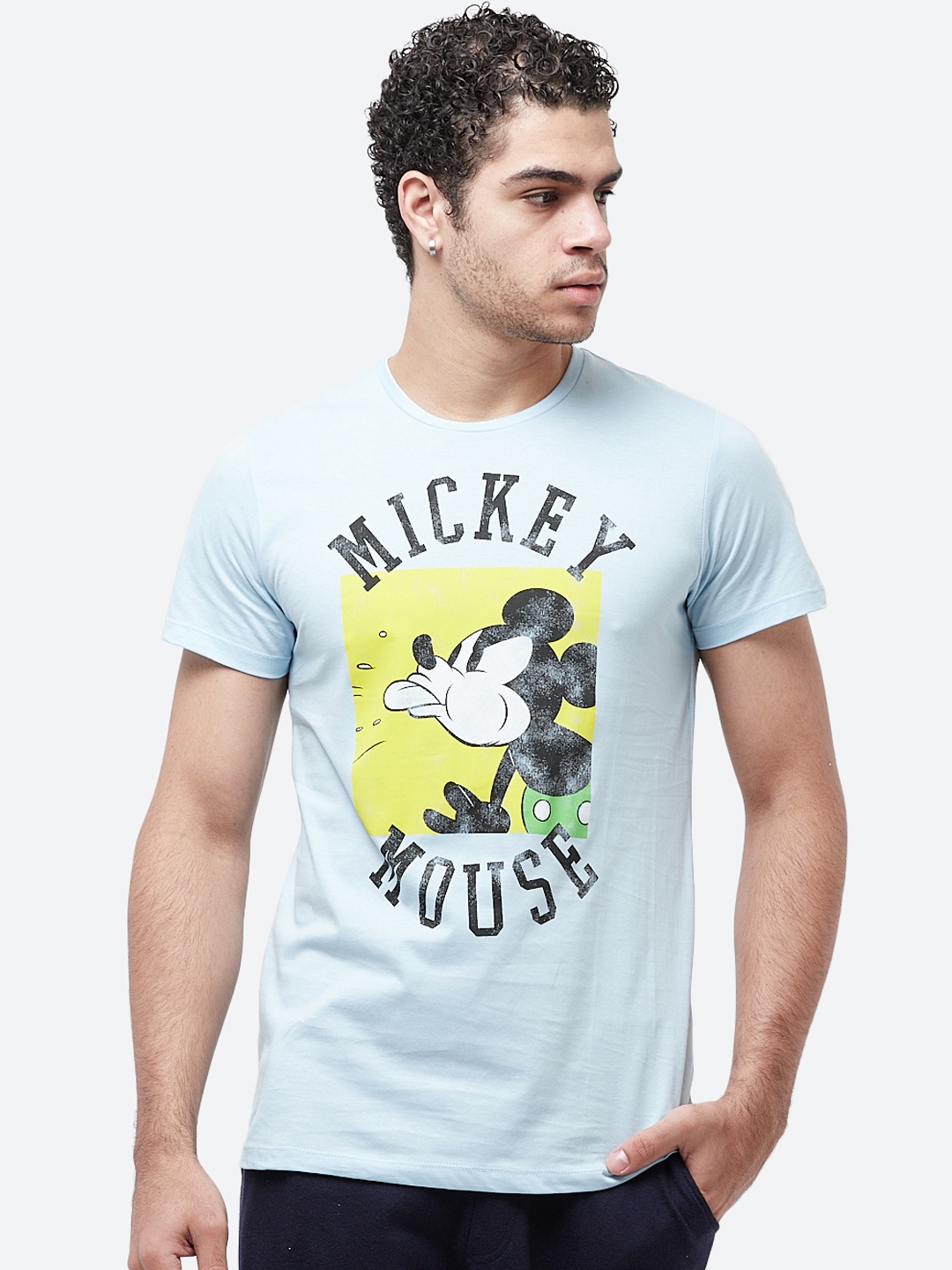 

Free Authority Men Blue Mickey Mouse Printed T-shirt