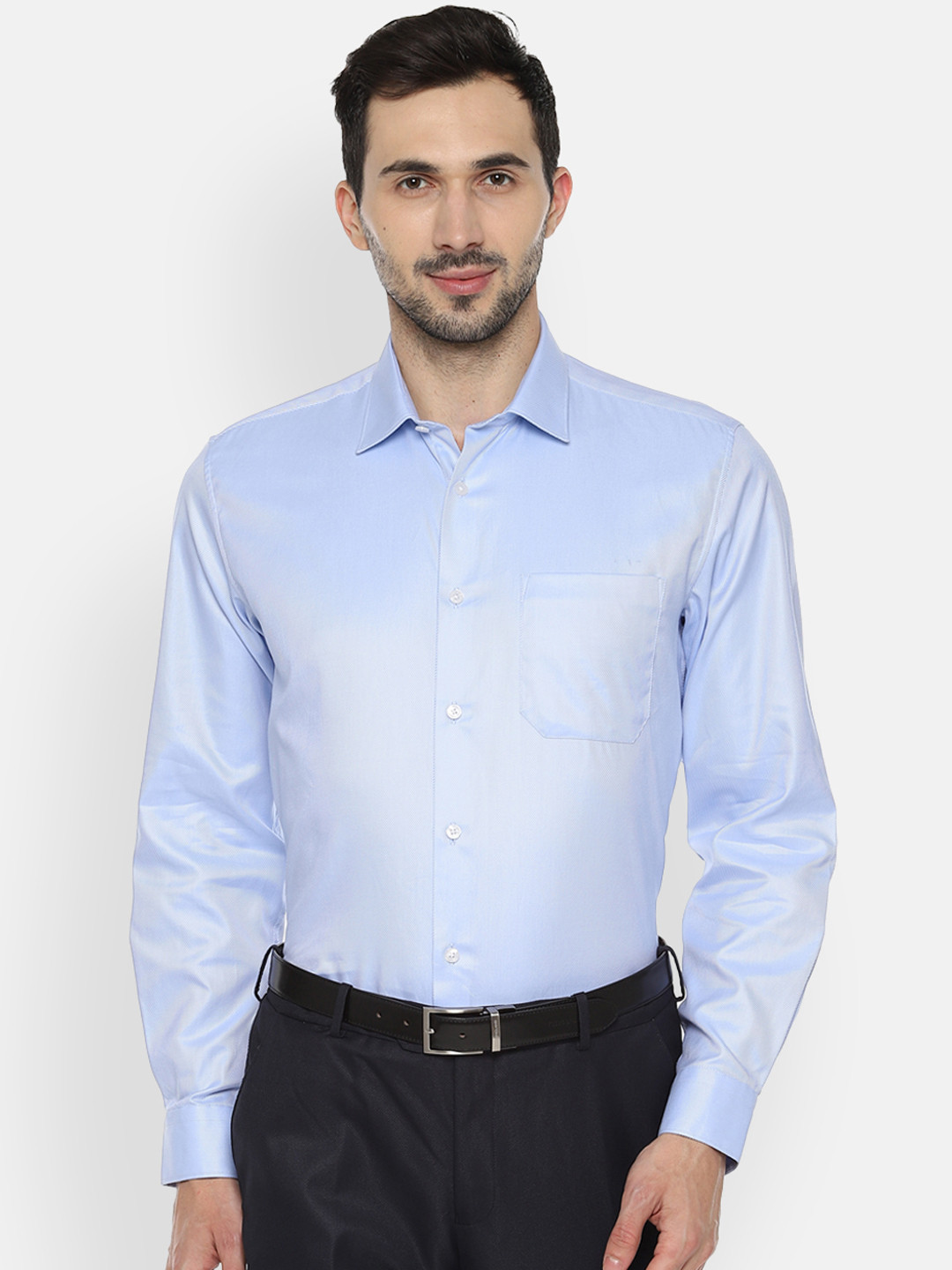 

Louis Philippe Men Blue Slim Fit Solid Formal Shirt