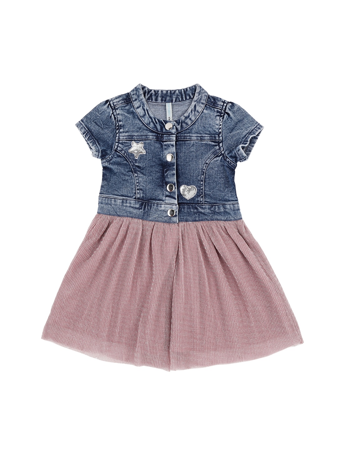 

Pantaloons Baby Girls Embellished Blue Fit and Flare Dress