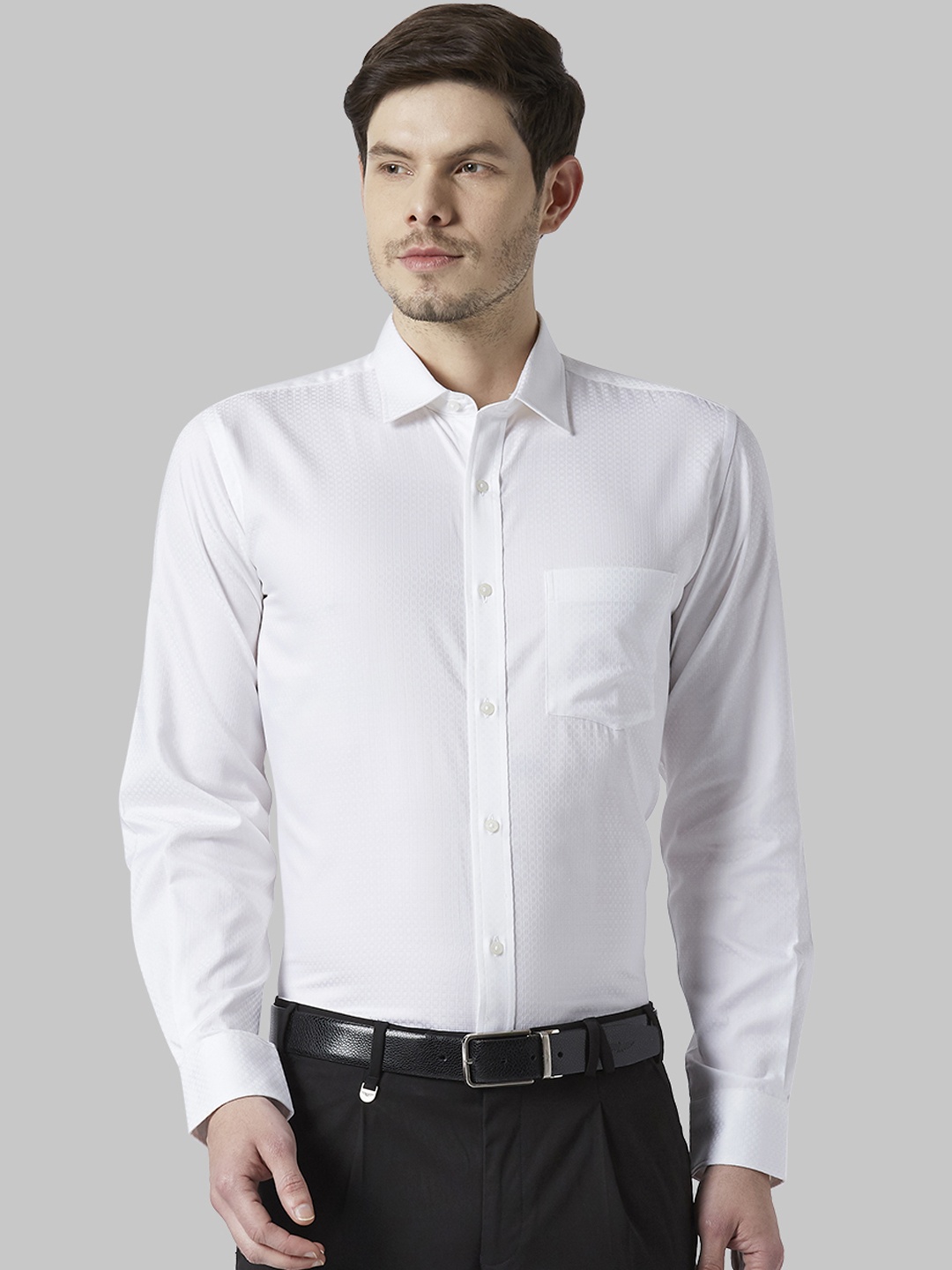 

Park Avenue Men White Regular Fit Printed Formal Shirt