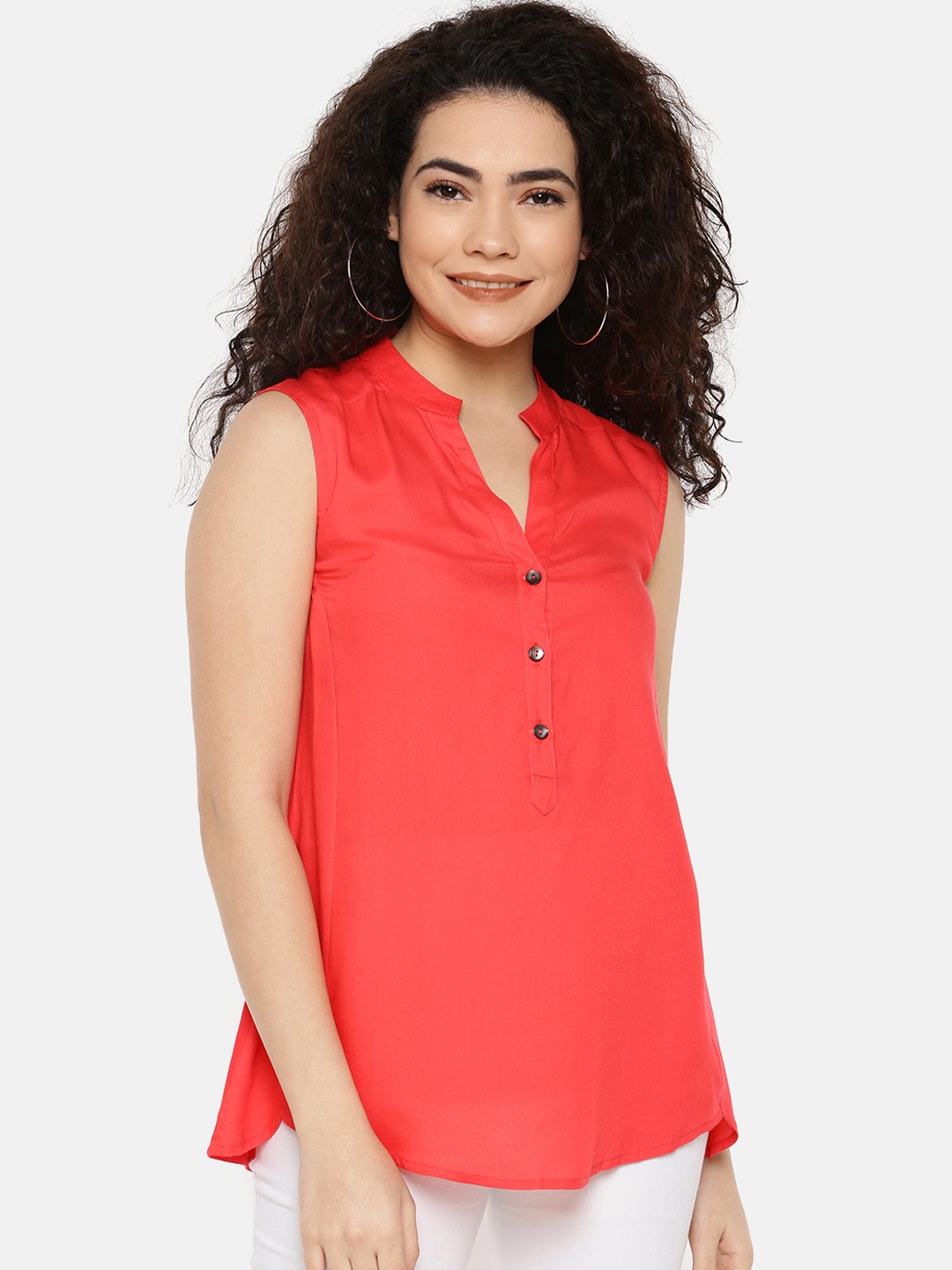 

IDK Women Pink Solid Shirt Style Top