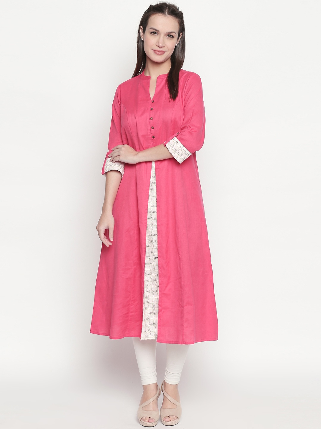 

RANGMANCH BY PANTALOONS Women Pink Printed A-Line Kurta