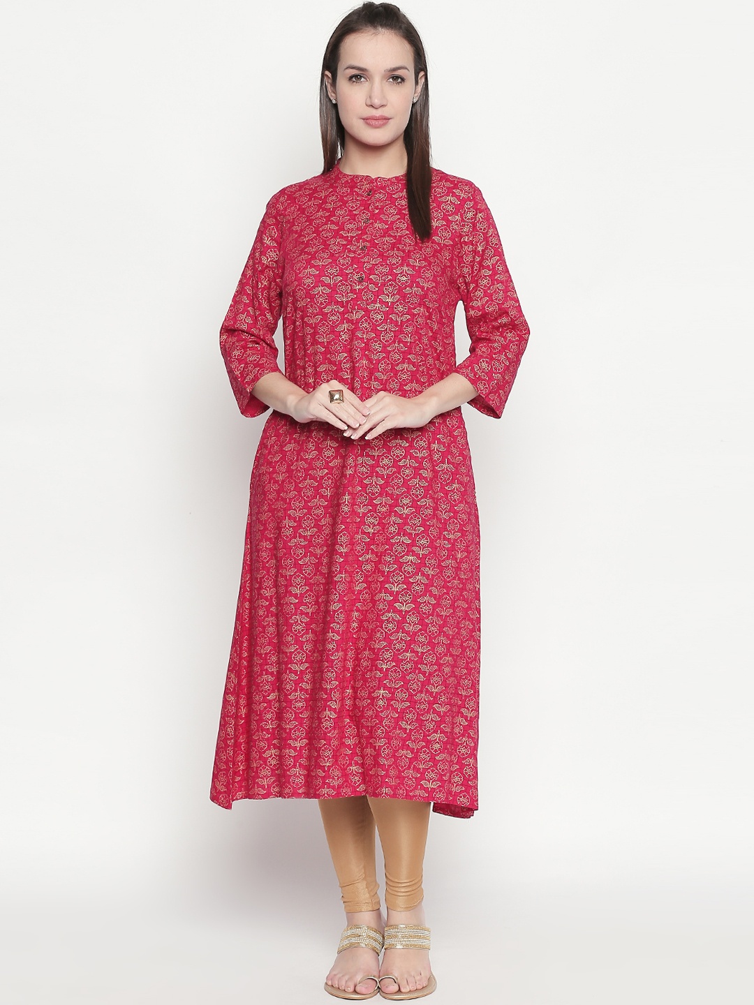 

RANGMANCH BY PANTALOONS Women Magenta Printed A-Line Kurta