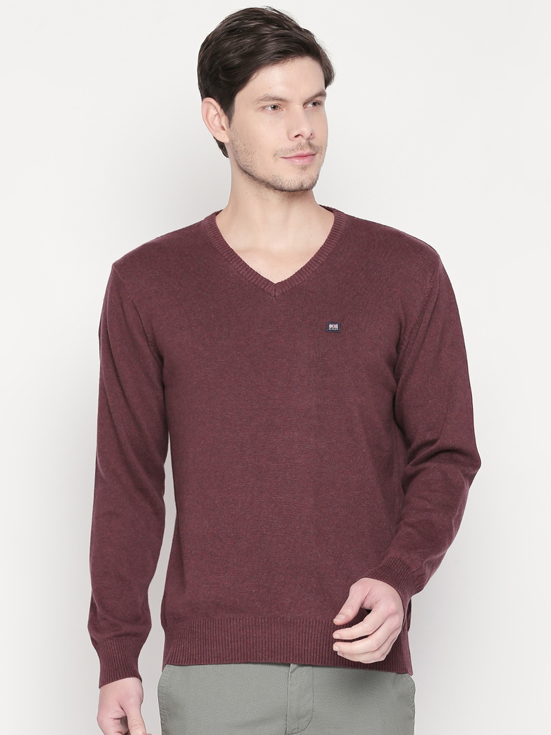 

BYFORD by Pantaloons Men Burgundy Solid Sweater