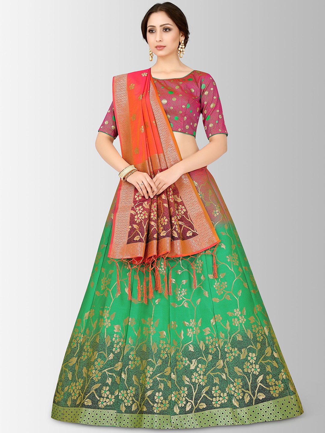 

MIMOSA Multicoloured Semi-Stitched Lehenga & Blouse with Dupatta, Multi
