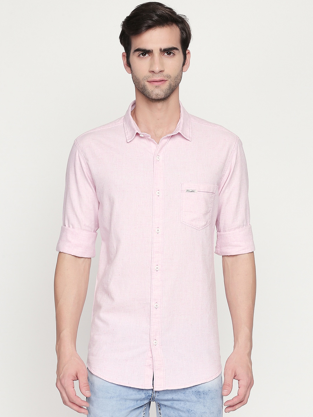 

Mufti Men Pink Slim Fit Solid Casual Shirt