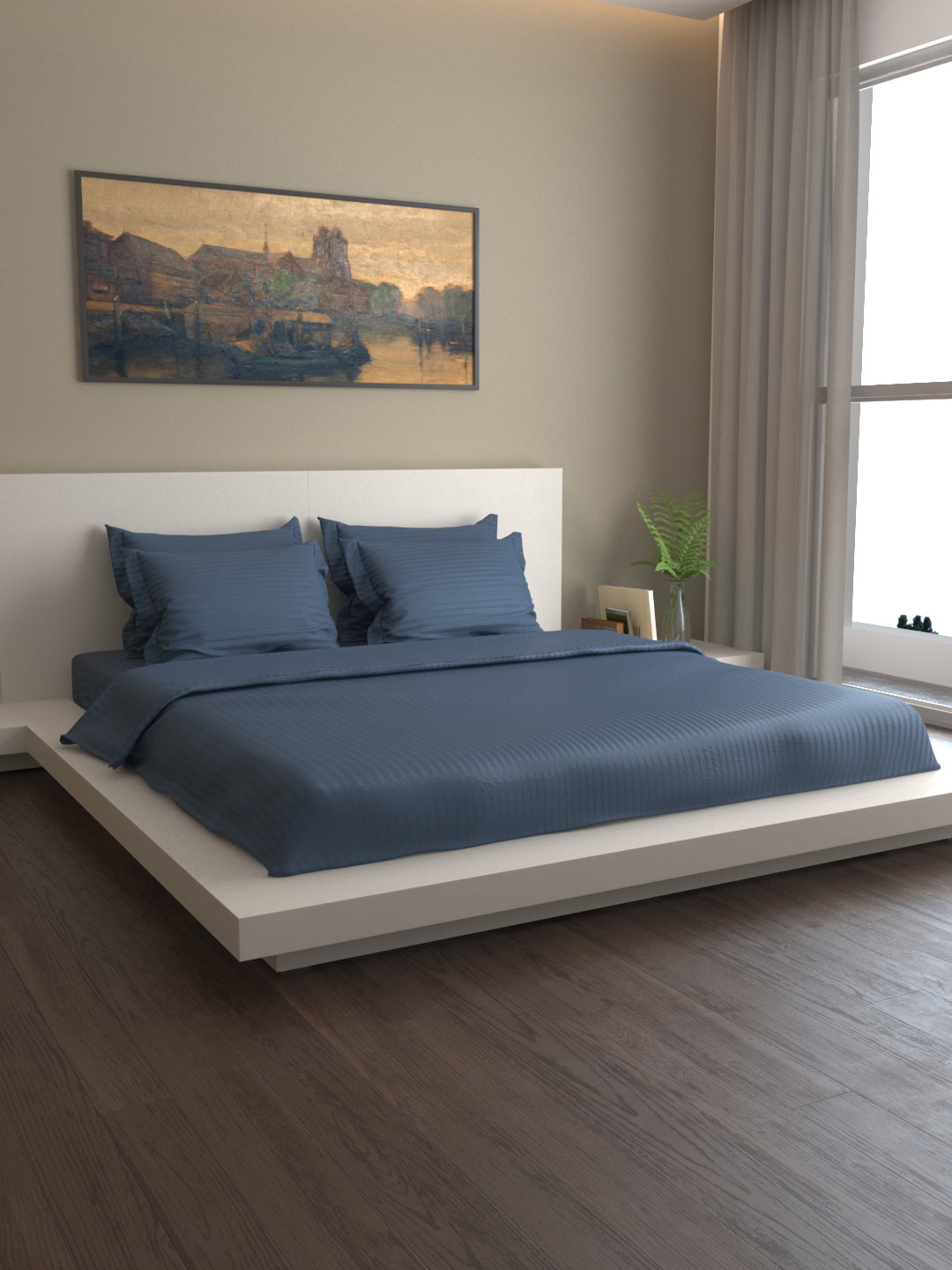 

MARK HOME Blue Striped Bedding Set