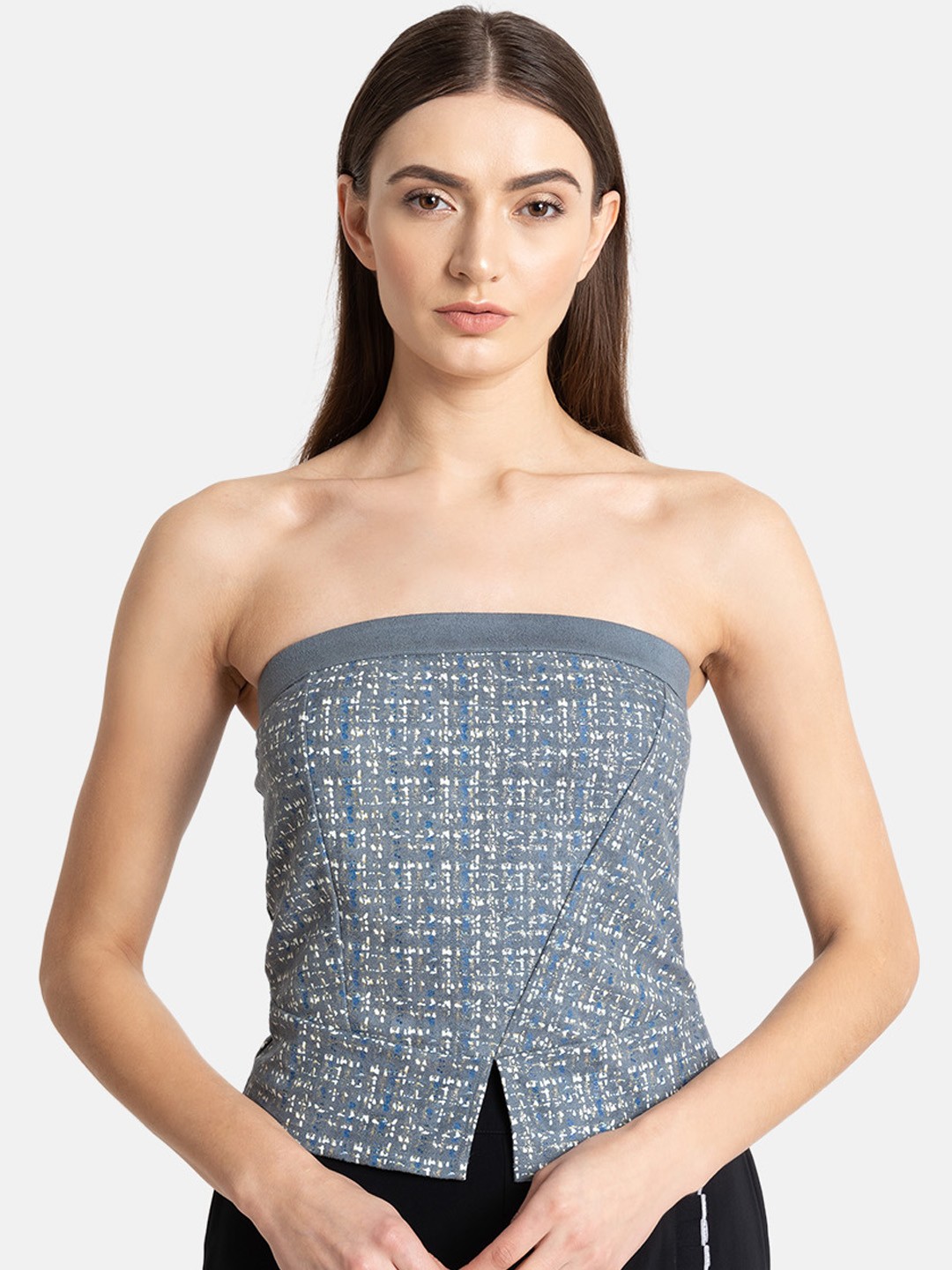 

Kazo Women Blue Printed Tube Top
