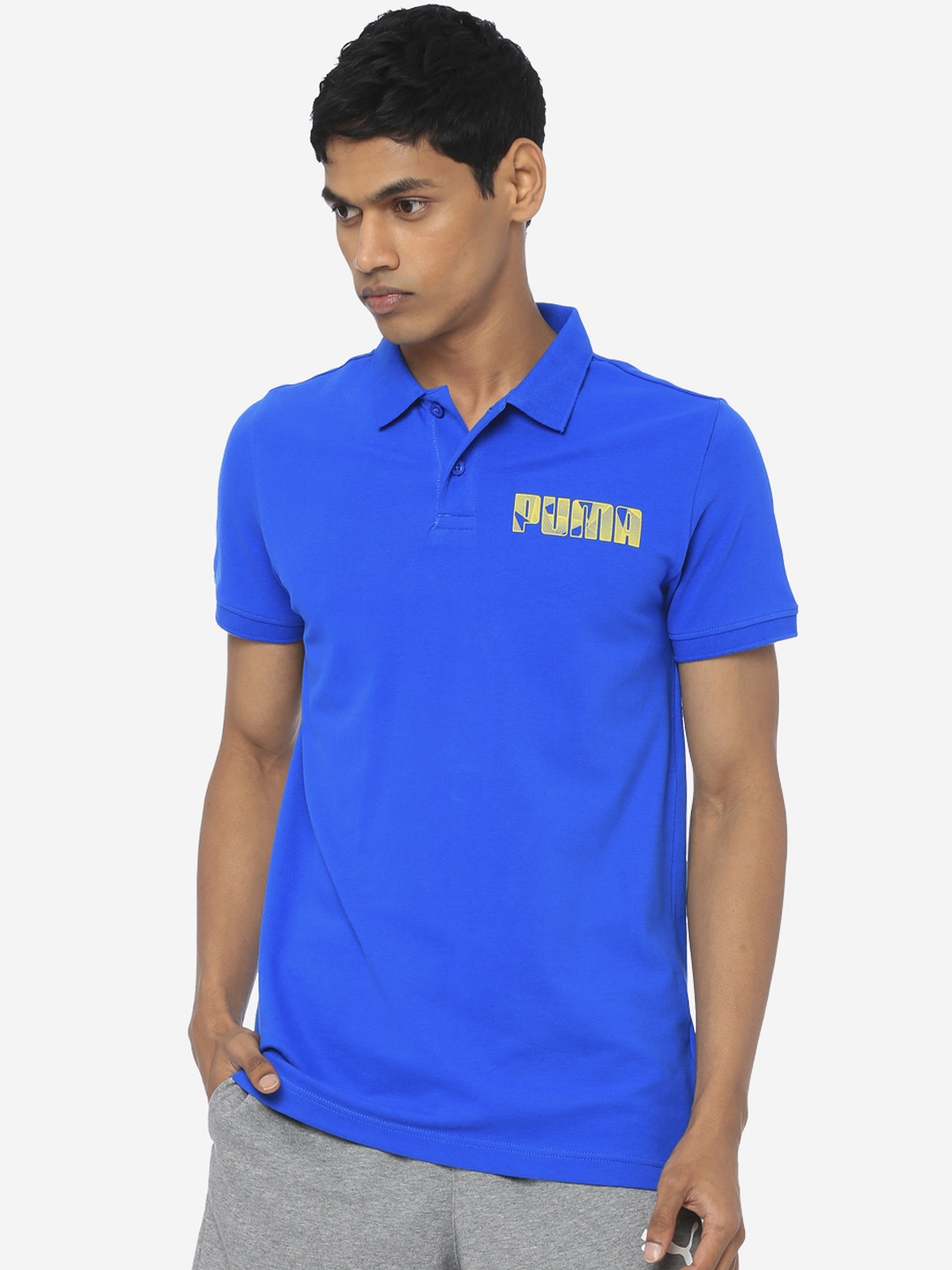 

Puma Men Blue Printed Polo Collar T-shirt
