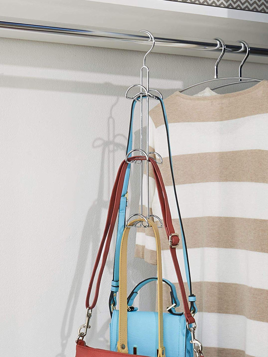 

INTERDESIGN Silver-Toned Solid 6 Hook Handbag Hanger