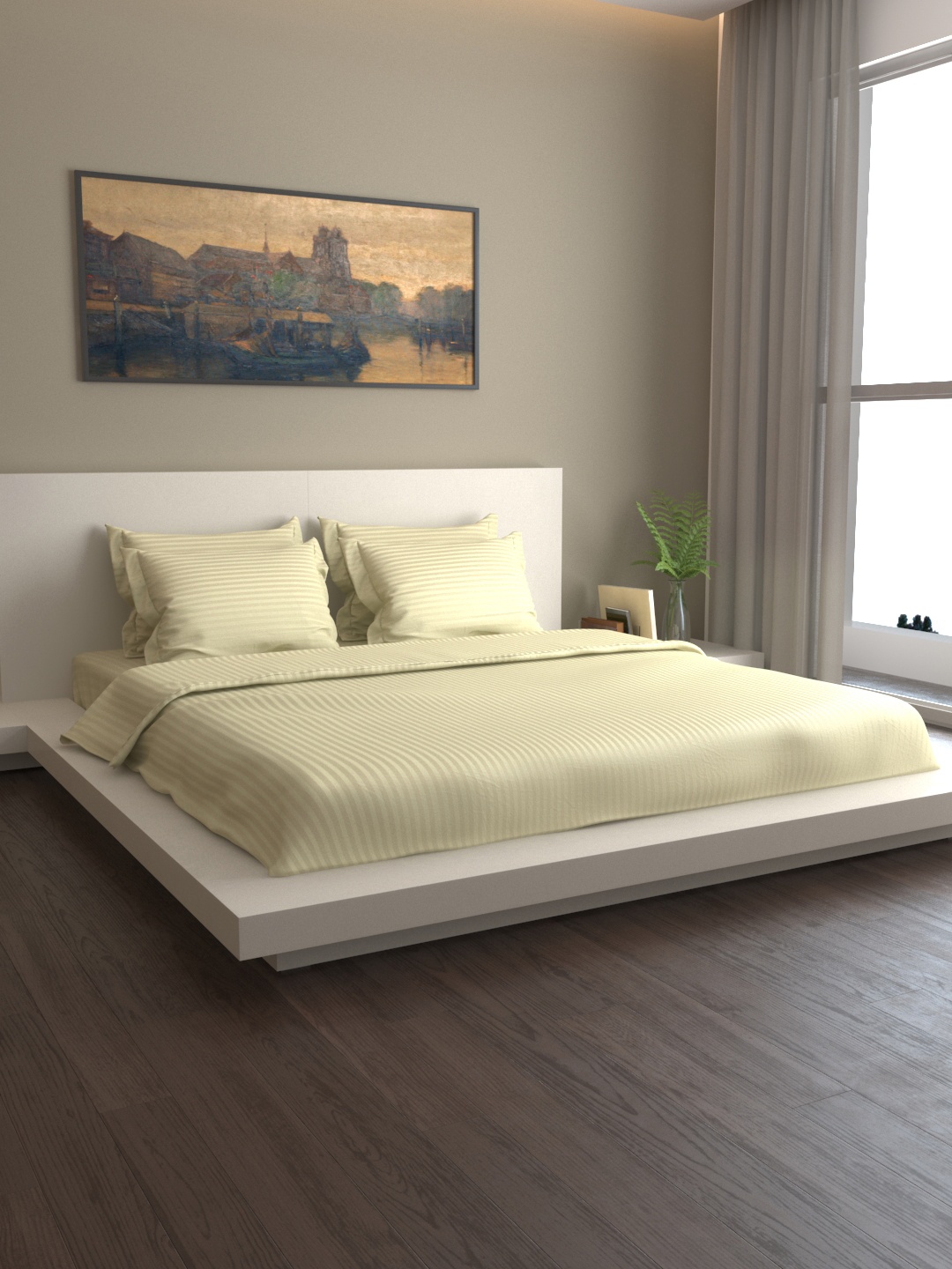 

MARK HOME Cream-Coloured Striped Bedding Set